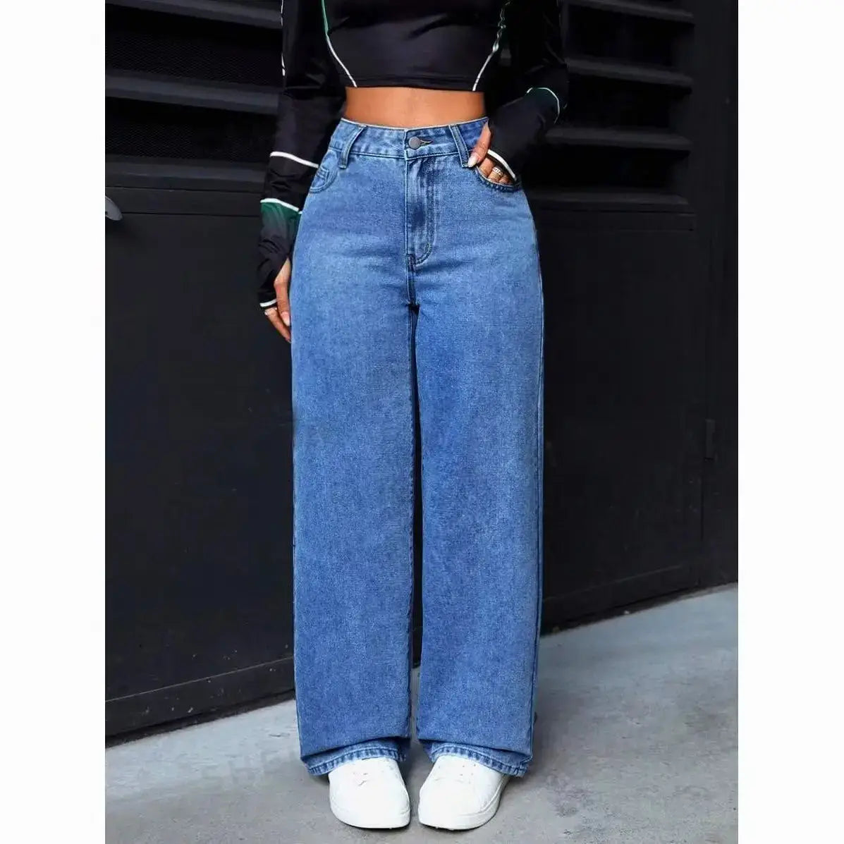 high-waisted straight-leg jeans for women