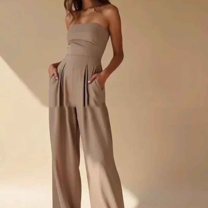 Women Backless Wide Leg Jumpsuit