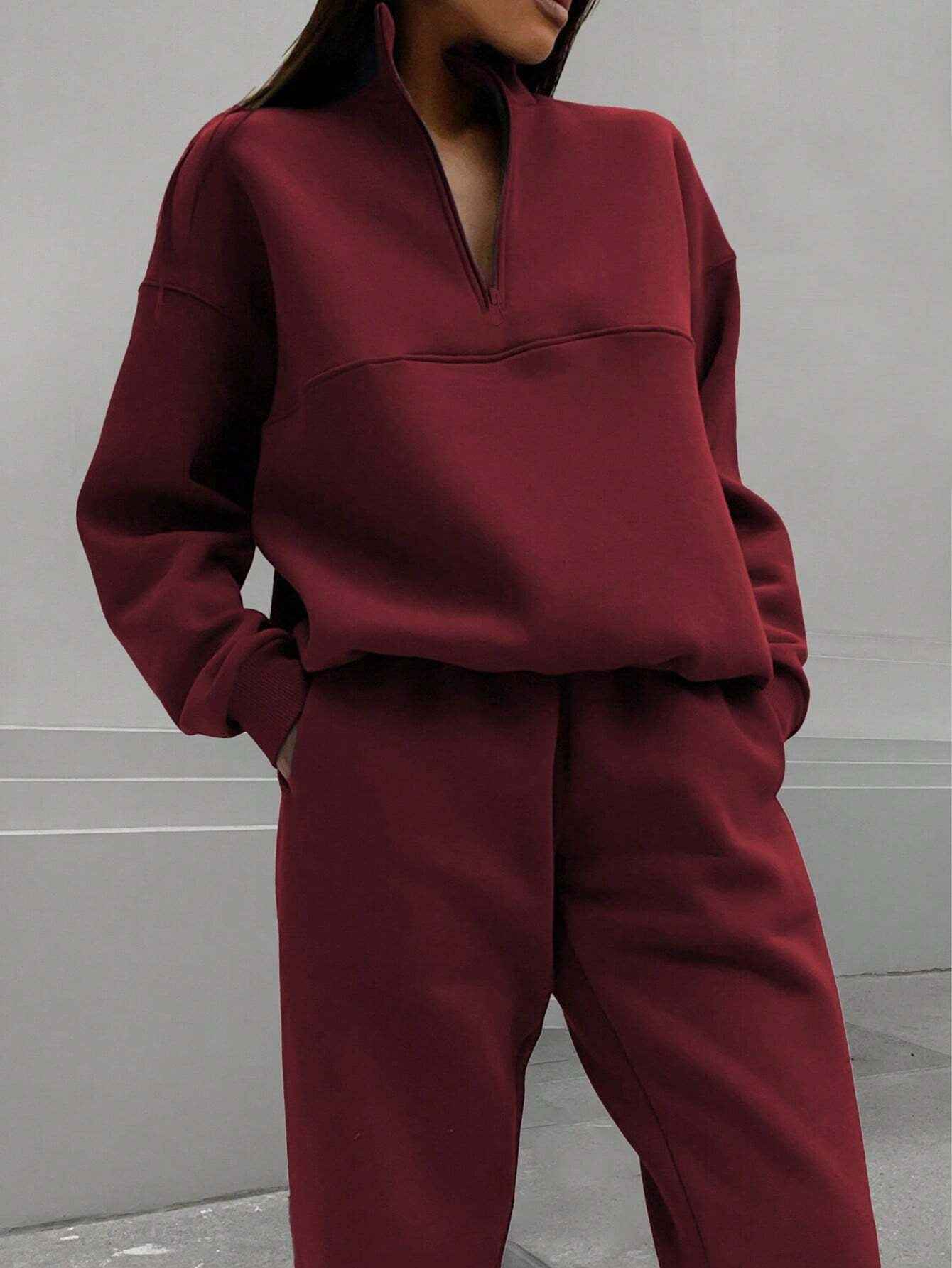 Women Zip Up Sweatshirt Suit Set
