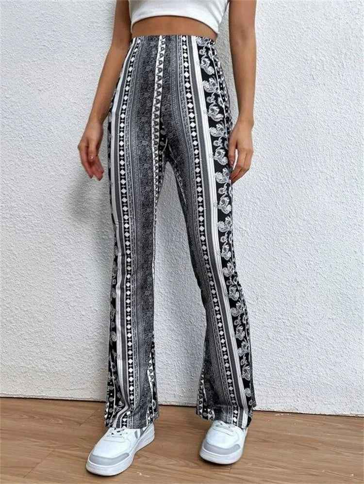 women's slim fit print trousers