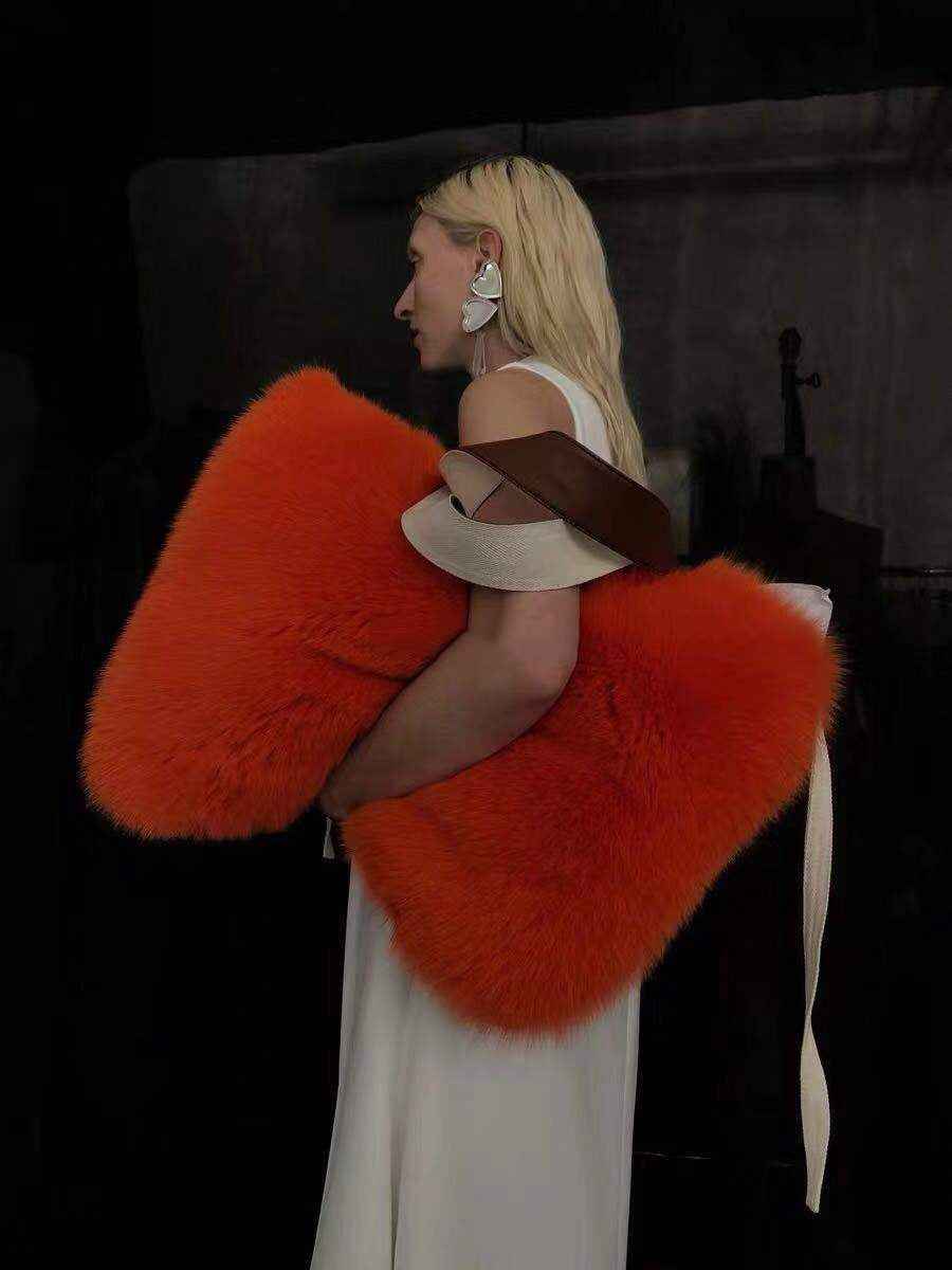 Women Plush Fur Handbag Large Bag