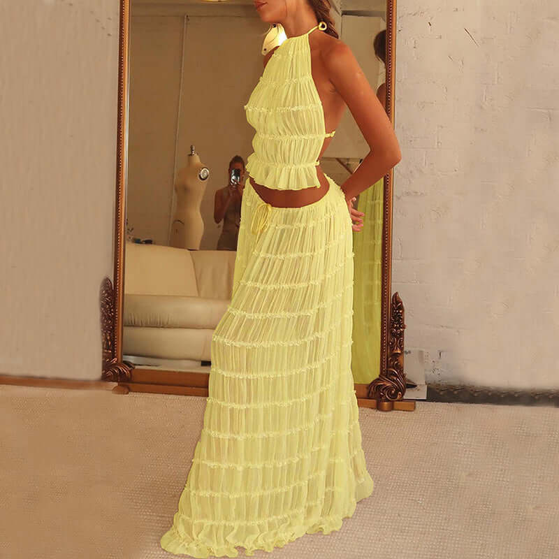 women's beach skirt and top set