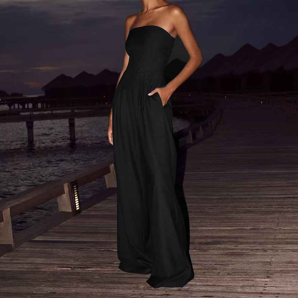 Women Backless Wide Leg Jumpsuit