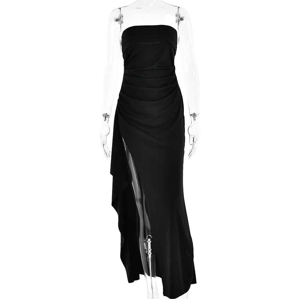 strapless pleated bridesmaid dress