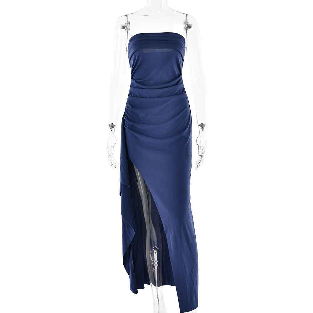 strapless pleated bridesmaid dress