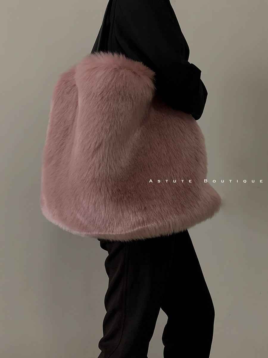 Women Plush Fur Handbag Large Bag