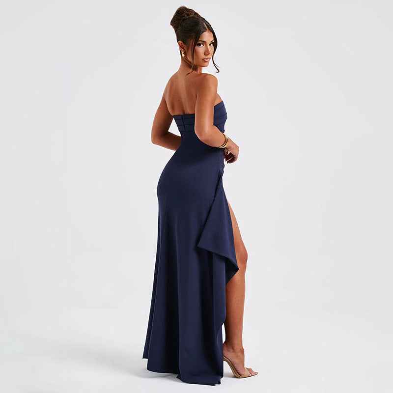 strapless pleated bridesmaid dress