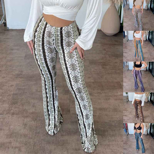 women's slim fit print trousers