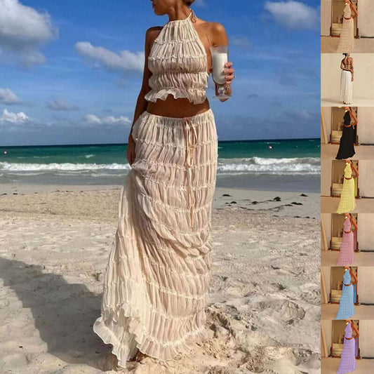 women's beach skirt and top set