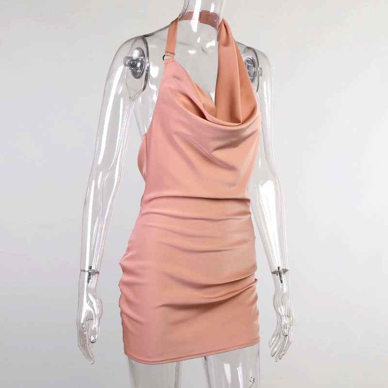 backless satin summer party dress