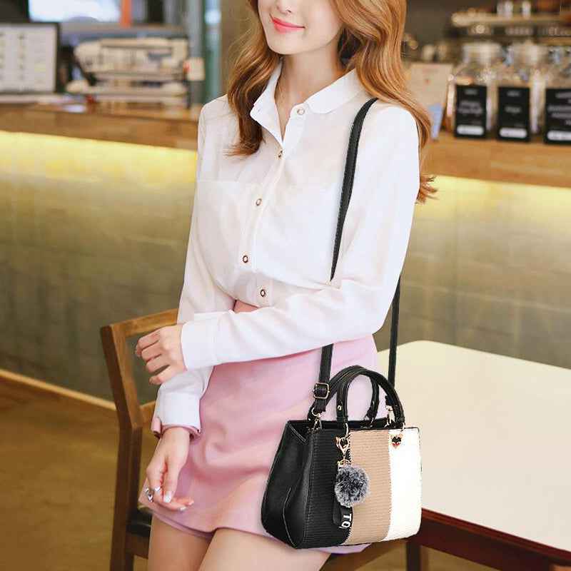 Women Patchwork Handbag PU Leather