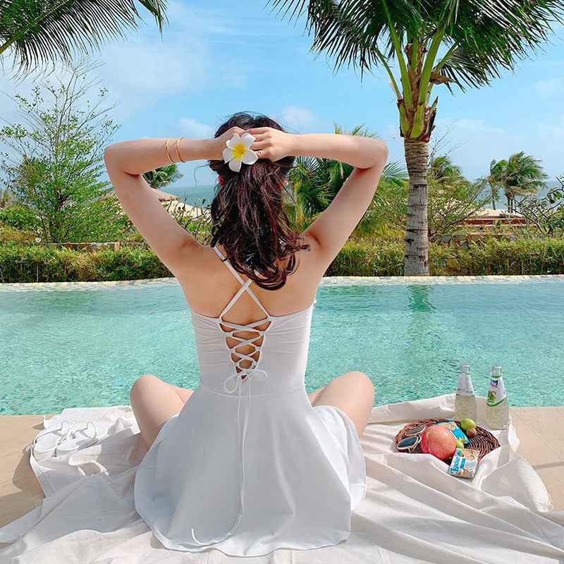 Hollowed One-piece Swimsuit for Ladies