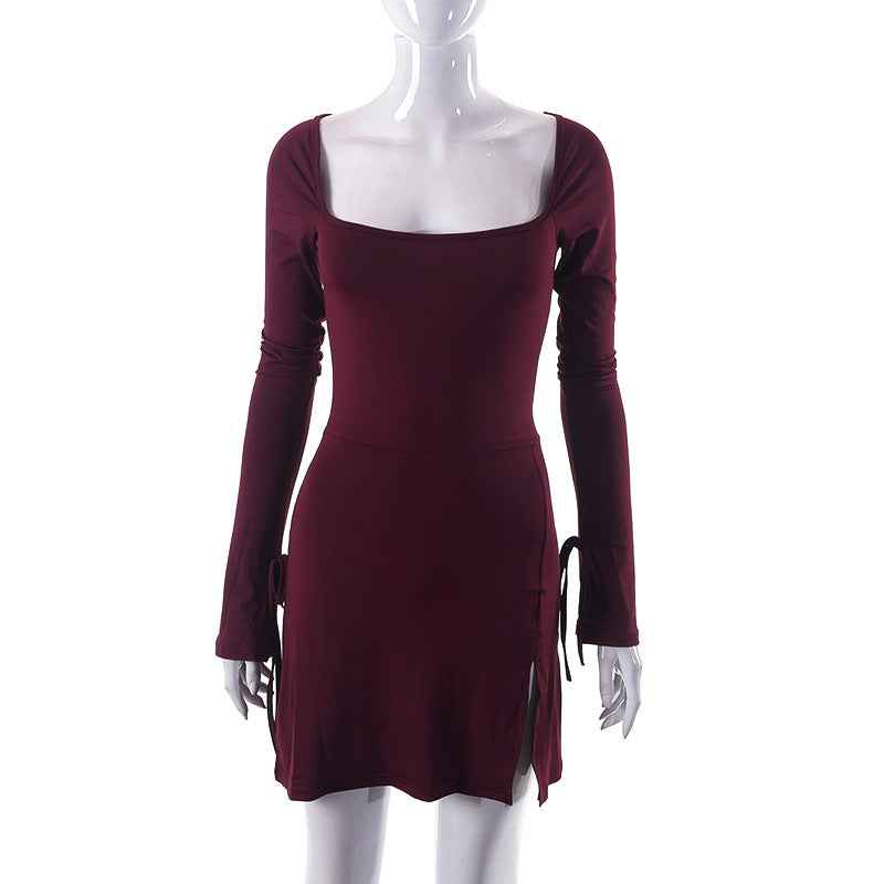 Elegant Tailored Wrap Side Slit Parisian Gown