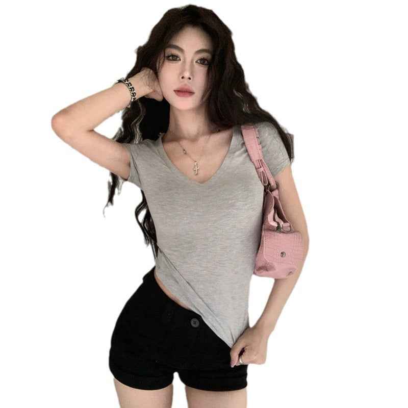 Sleek Feminine Fitted Scoop Neck Blouse