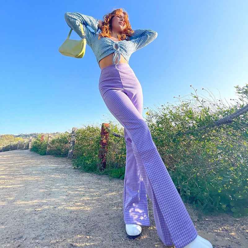 Geometric Print High Rise Waist Crossbody Casual Ladies' Trousers