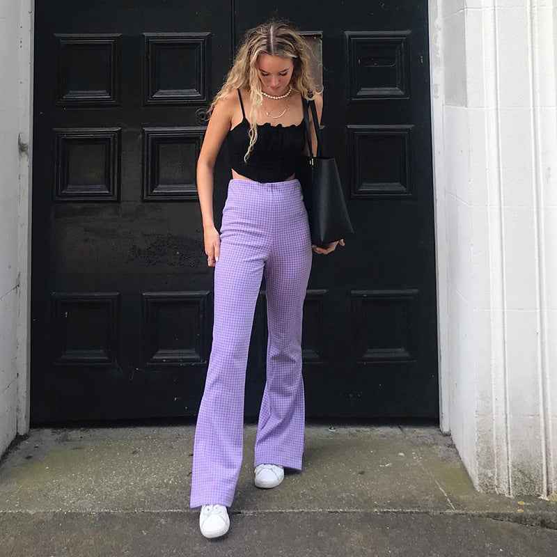 Geometric Print High Rise Waist Crossbody Casual Ladies' Trousers