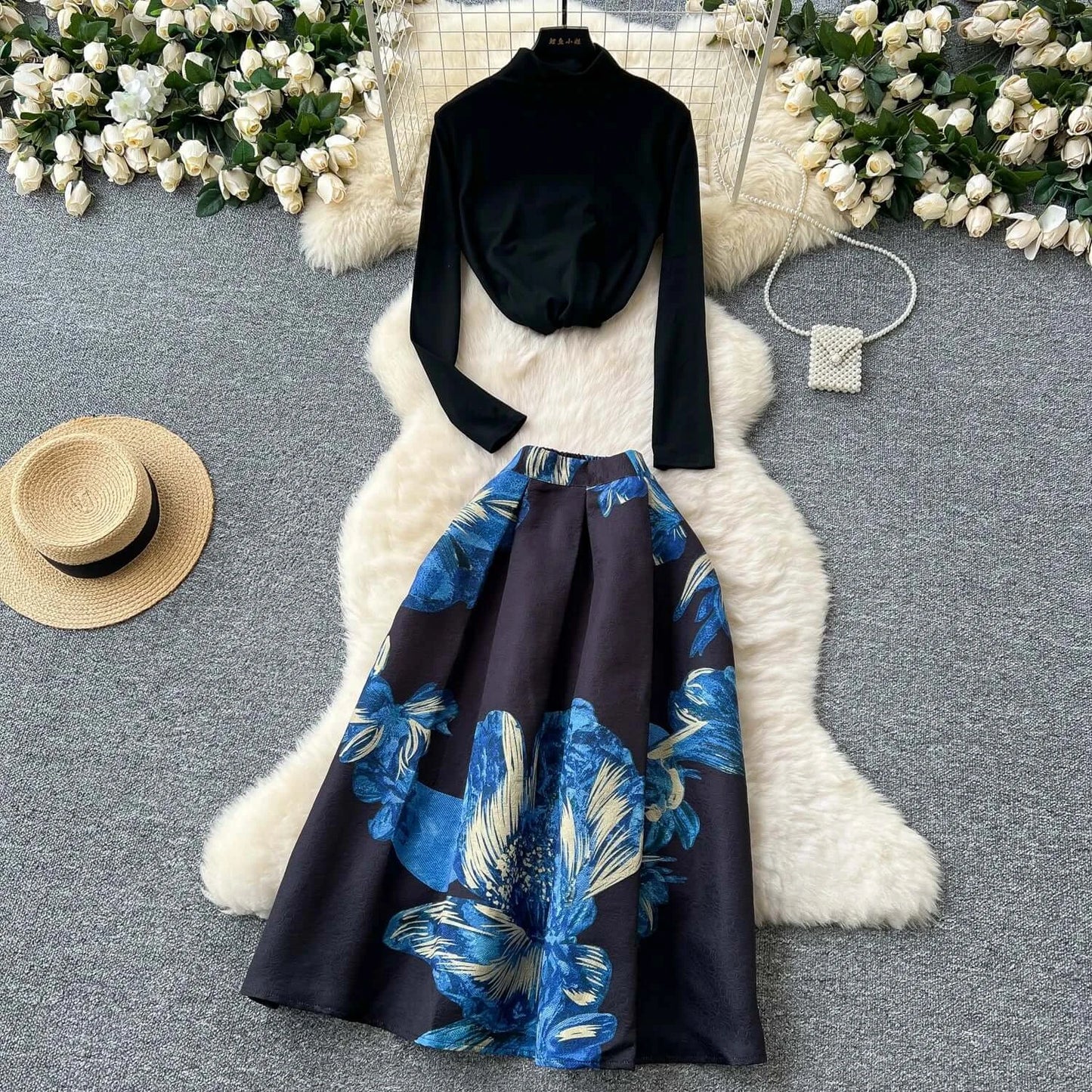Women Vintage Clothing Set Skirt