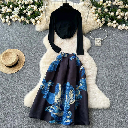 Women Vintage Clothing Set Skirt