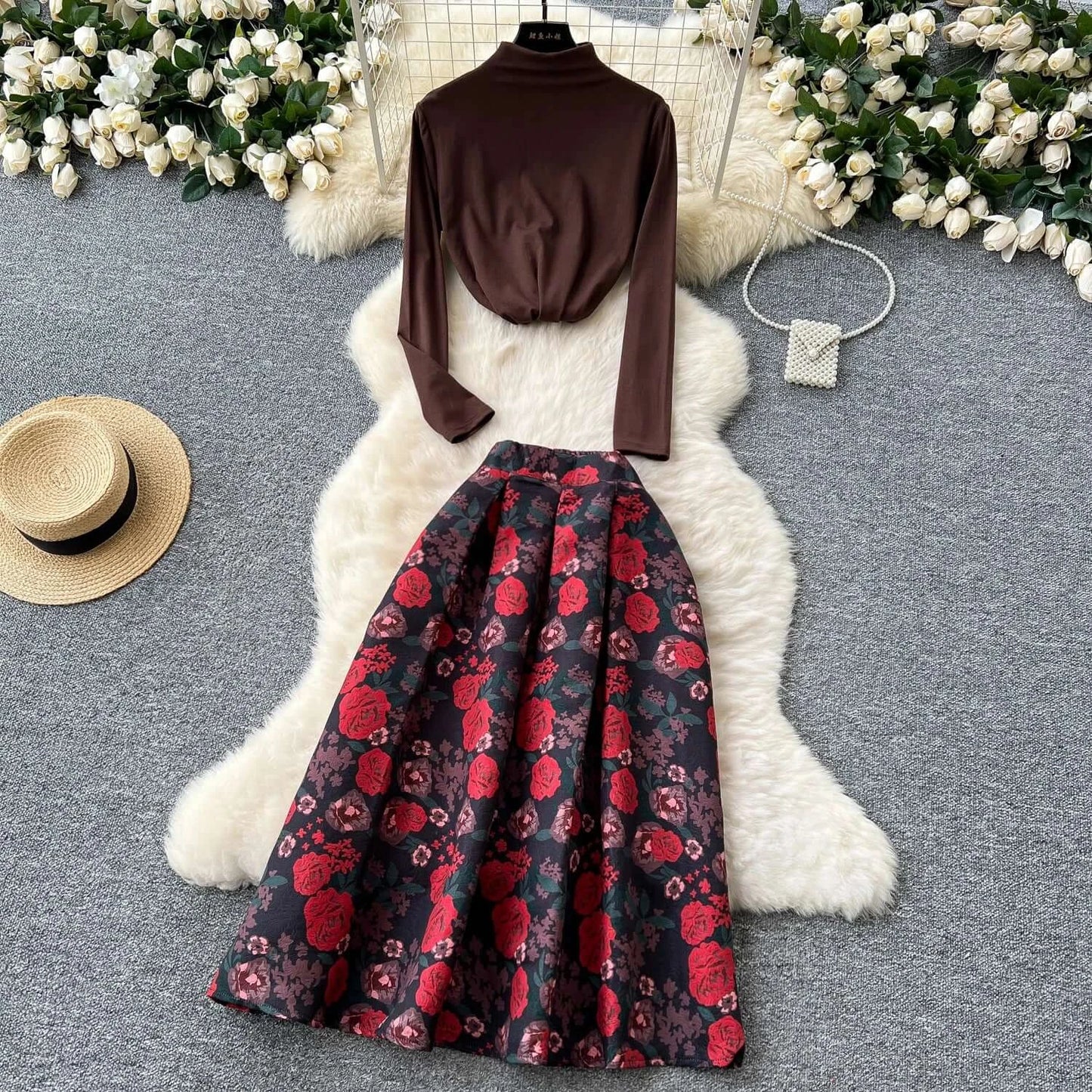 Women Vintage Clothing Set Skirt