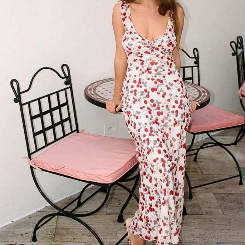 Resort-Style Retro Printed Halter Dress