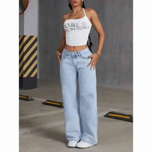 high-waisted straight-leg jeans for women