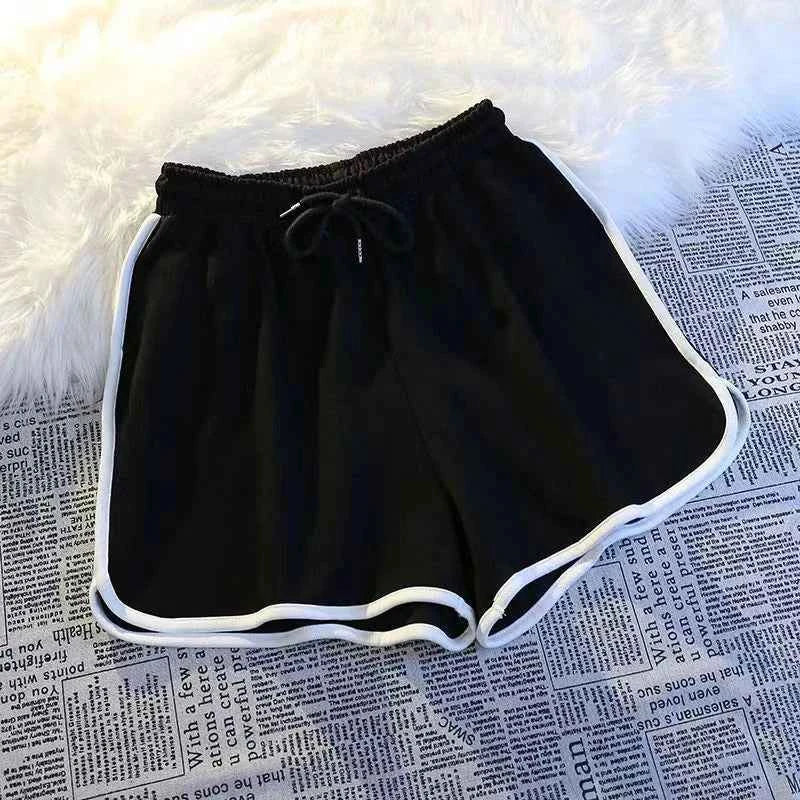 Women Striped Sports Shorts High