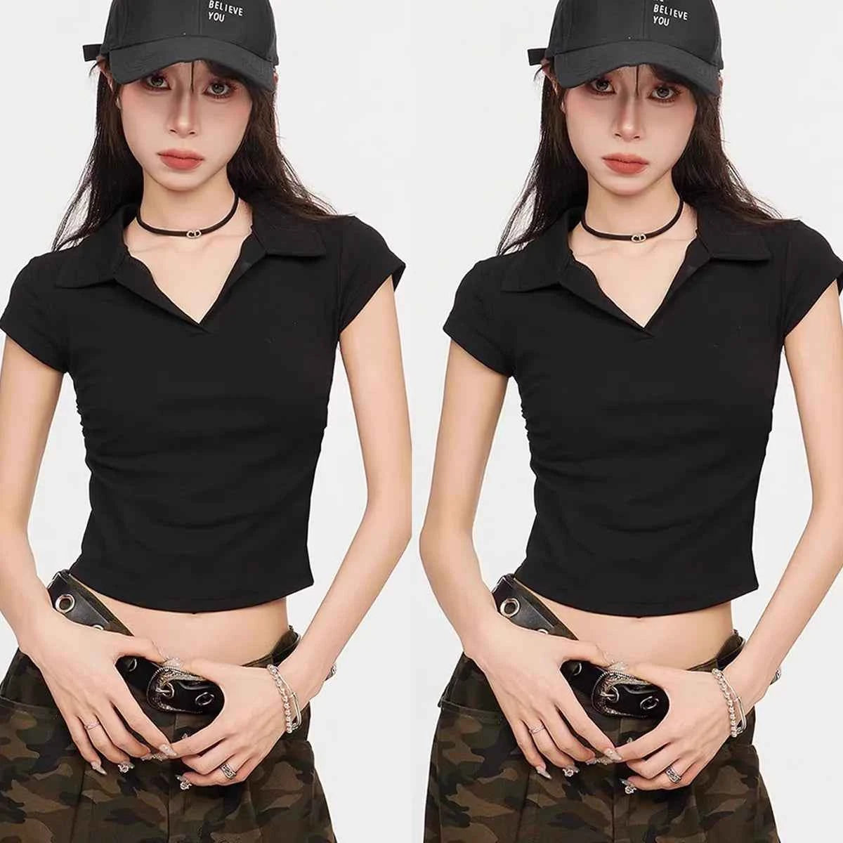 Women Summer Crop Top Short Sleeve