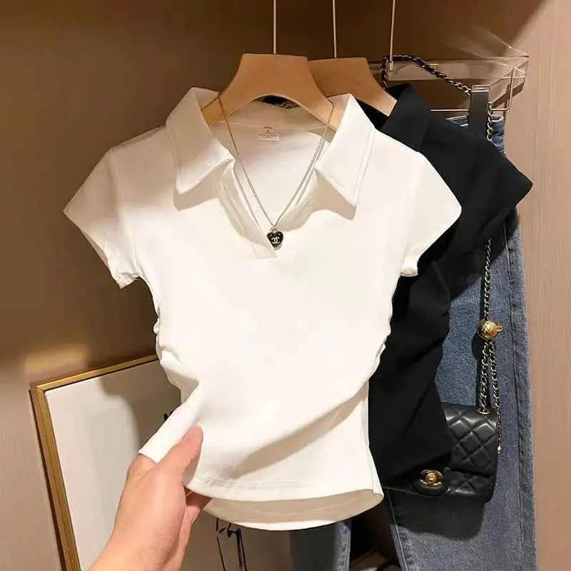 Women Summer Crop Top Short Sleeve