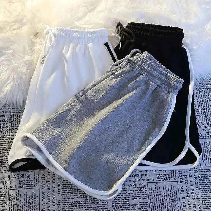 Women Striped Sports Shorts High