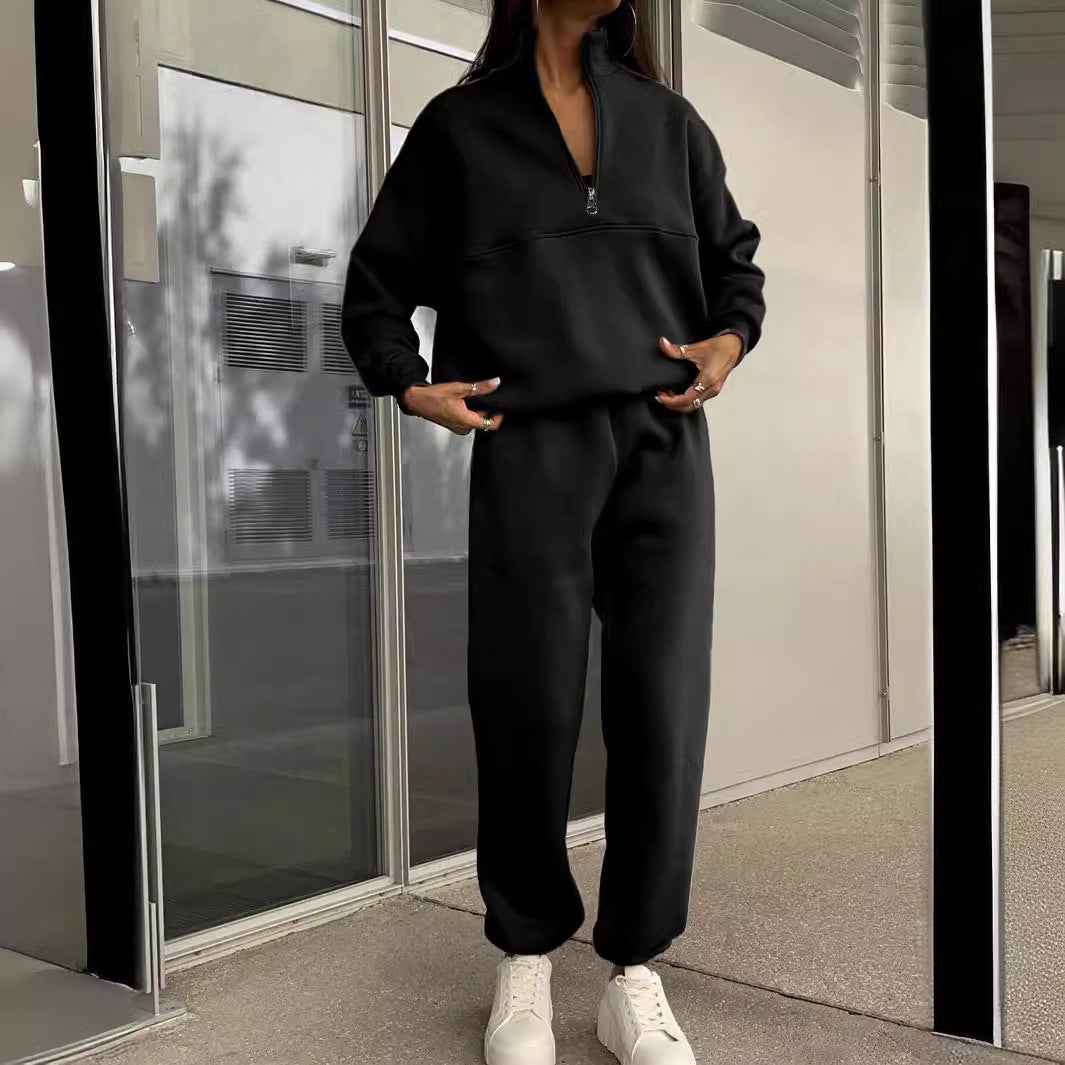 Women Zip Up Sweatshirt Suit Set