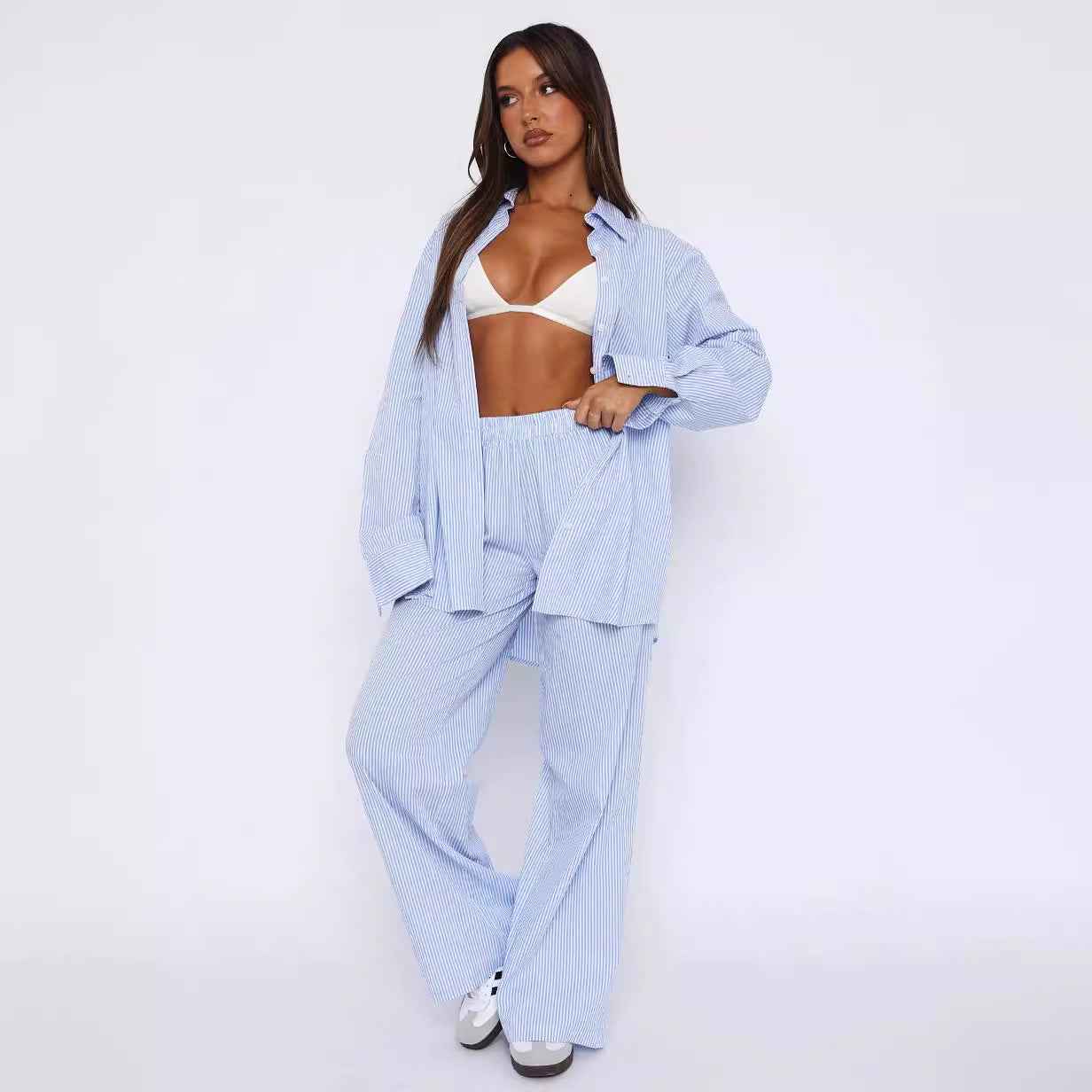 Y2K striped high waist trousers