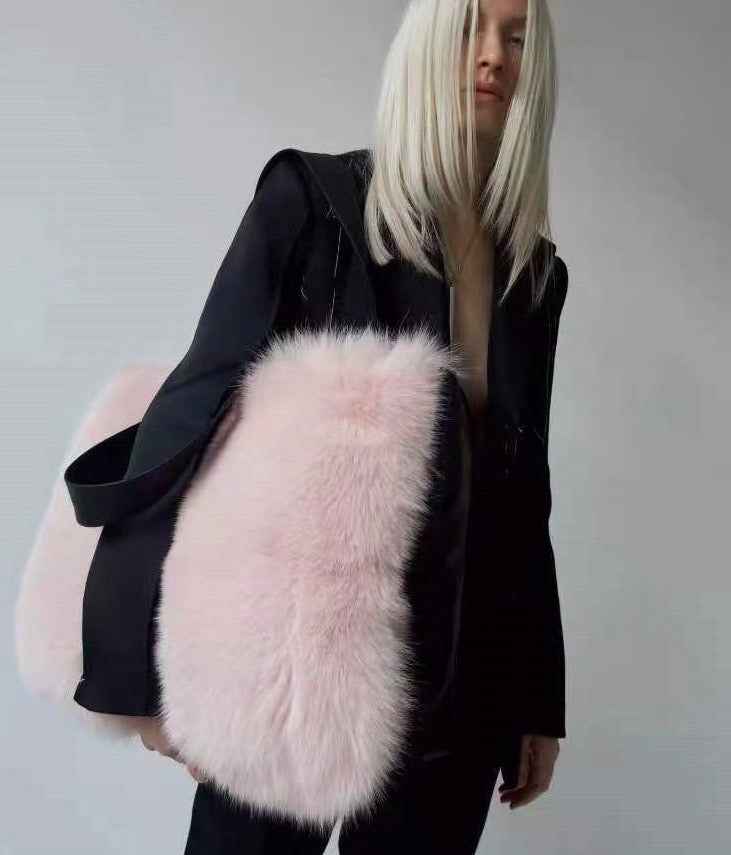 Women Plush Fur Handbag Large Bag