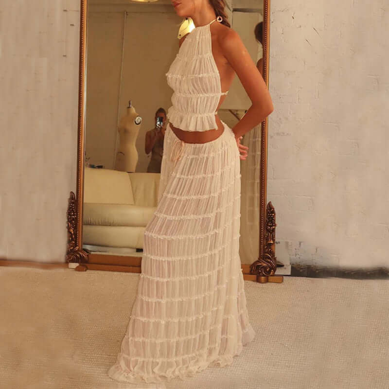 women's beach skirt and top set