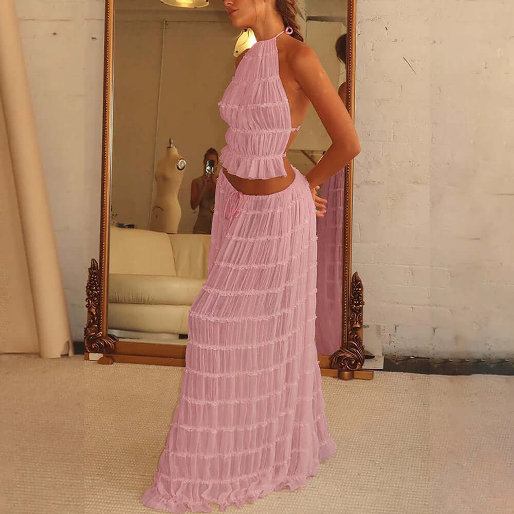 women's beach skirt and top set